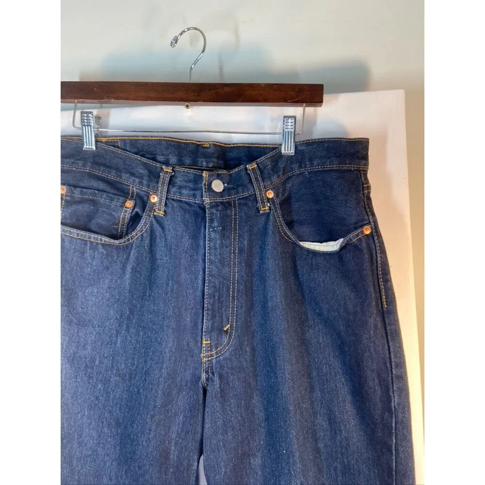 Levis 550 Jeans Mens Size 36X32 Blue Denim Dark Wash Relaxed Fit Straight Leg